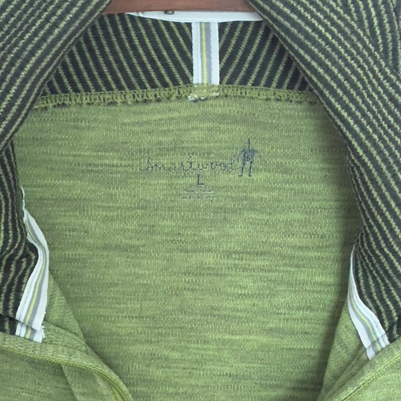 Smartwool 100% merino wool long sleeve 1/2 zip sweater men's L green thumbhole - Picture 7 of 8